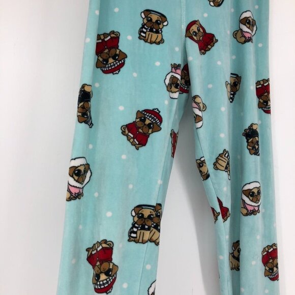 Dog novelty print blue fleece pajama pants snowy winter dogs - Picture 6 of 12